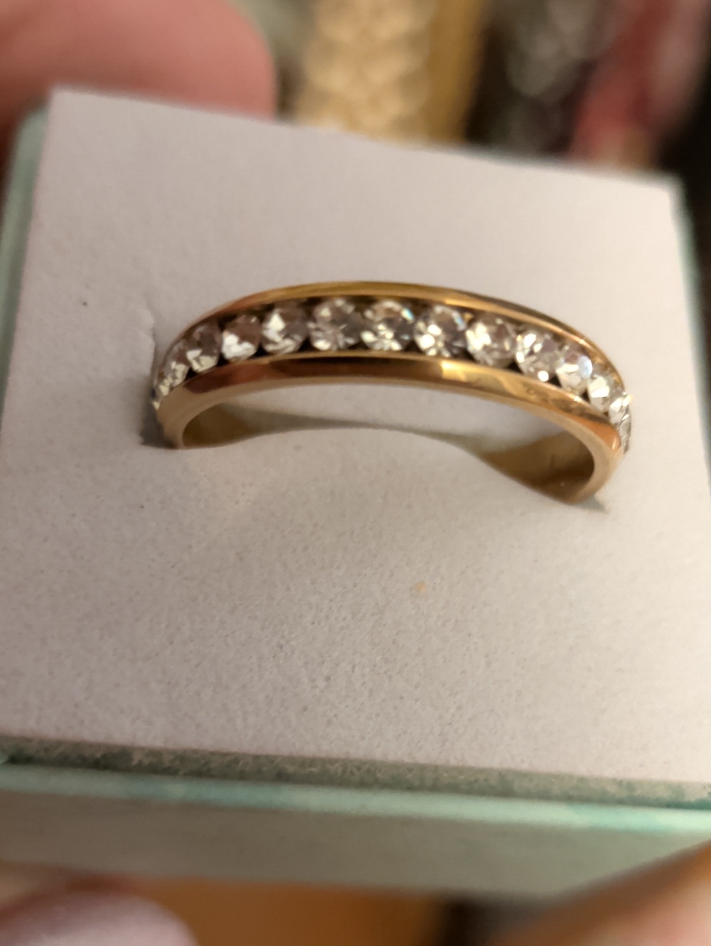 Titanium Gold Plated ClearCrystal Channel Ring Size 8. New